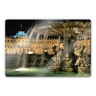 Glasbild Stuttgarter Schlossbrunnen 