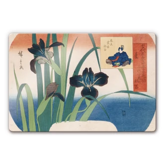Glasbild Hiroshige - Schwertlilien 