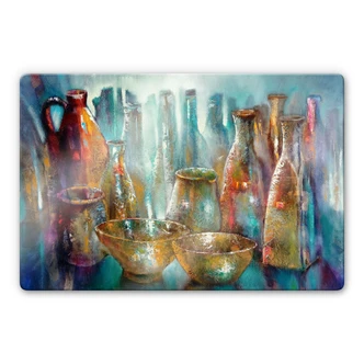 Glasbild Schmucker - Zwei goldene Schalen 