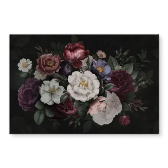 Tableau en verre Fleurs Nature morte style Redouté - Décorations Bloomery 