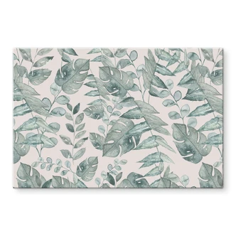 Glasbild Dschungelblätter Aquarell Creme - Bloomery Decor 