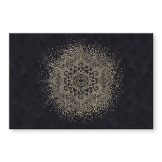 Glasbild Elegantes Mandala in Schwarz-Gold - Bloomery Decor 