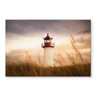 Glasbild Leuchtturm an der Küste von Sylt - Eisenmann 