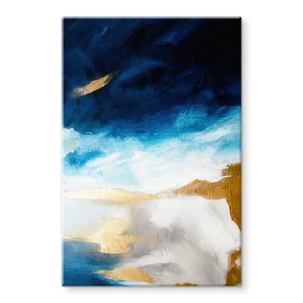 Tableau sur verre Coup de pinceau bleu et or - Haniff 