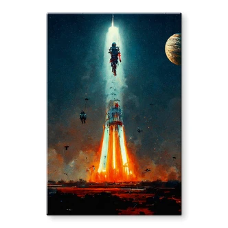 Tableau sur verre Heine - En route pour l'espace - Lancement de la fusée - Astro Cruise 