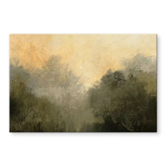Tableau en verre Lumière cachée dans la brume matinale - Hobday 