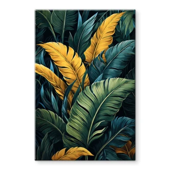 Tableau sur verre Feuilles de palmier colorées - Jaszke 
