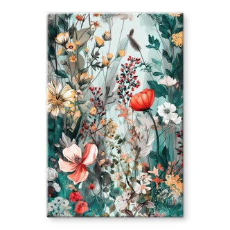 Glasschilderij Lenteweide met bloemen - Jaszke 