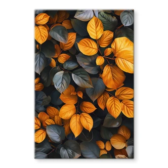 Glass Wall Art Glowing Leaves in Autumn - Jaszke 
