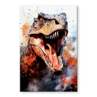 Tableau en verre T-Rex : le visage sauvage de la préhistoire - Jaszke Tableau en verre T-Rex : le visage sauvage de la préhistoire - Jaszke