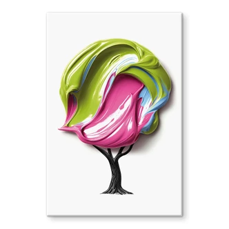 Glasschilderijen Boom met kleurrijke 3D kroon - Mielu Glasschilderijen Boom met kleurrijke 3D kroon - Mielu