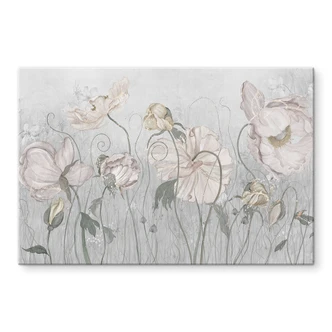 Glasbild Blumen im Vintage Stil in Grau - Ms Tiff 
