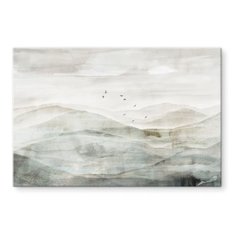 Glasbild Neblige Berglandschaft Aquarell - Ms Tiff 