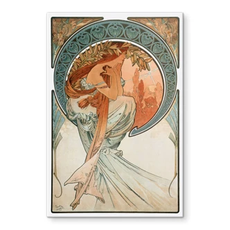 Tableau en verre Impression d'art Mucha - Quatre arts : La poésie 
