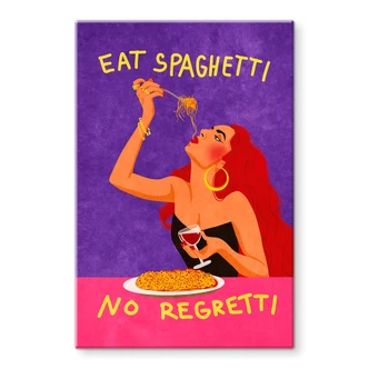 Glasbild Spaghetti und Wein - Oltmanns 