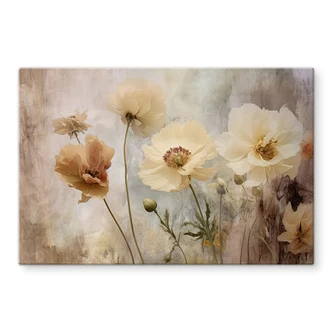 Glasbild Blumenpracht in warmen Pastelltönen - Paksoylu 