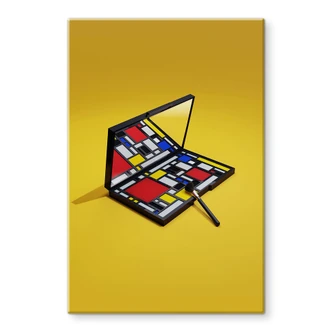 Glasbild Make-Up Palette im Stil von Piet Mondrian - Pozdniakov 