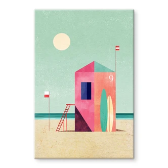 Tableau sur verre Cabine de sauvetage sur la plage - Rivers 