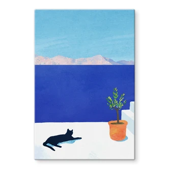 Tableau en verre Sieste avec chat au bord de la mer - Rivers 