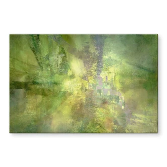 Glasbild Farbenspiel aus Goldgrün - Schmucker 