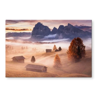 Tableau en verre Brouillard d'automne dans les Alpes - Selagea 
