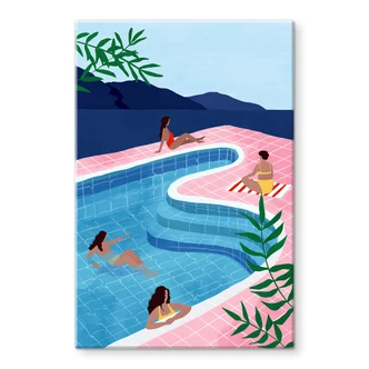 Tableau sur verre Détente au bord de la piscine - Tomljanovic 