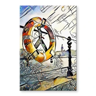 Tableau sur verre Zamart - Kandinsky rencontre Hambourg sur le port 