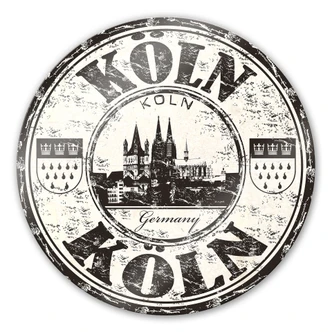 Glasbild Poststempel Köln - rund Glasbild Poststempel Köln - rund
