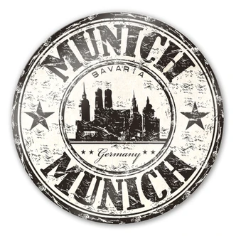 Glasbild Poststempel München - rund 