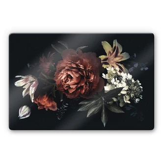 Tableau en verre - Bouquet de fleurs rouges Tableau en verre - Bouquet de fleurs rouges