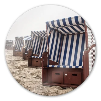 Glasbild Strandkorb auf Norderney - rund 