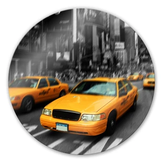 Glasbild New York Taxi - rund 