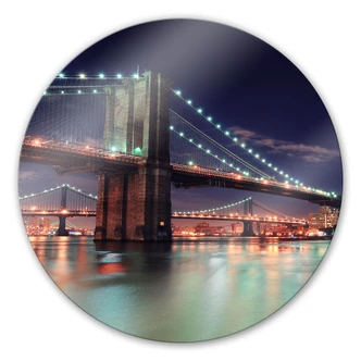 Glasbild Manhattan Bridge at Night 2 - rund 