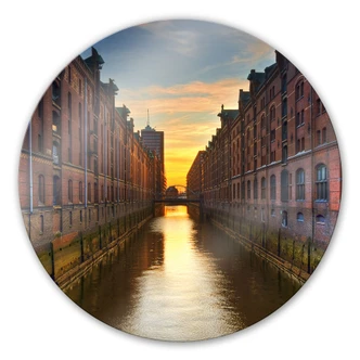 Glasbild Hamburger Fleet - rund 