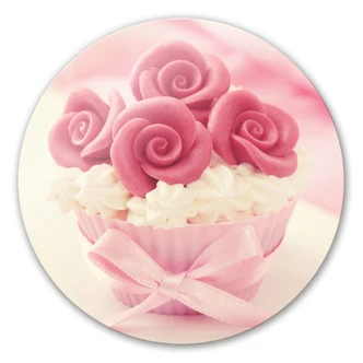 Glasbild Roses on Cupcake - rund Glasbild Roses on Cupcake - rund