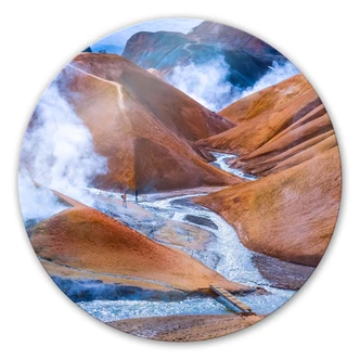 Glasbild Vulkanisches Bergland Islands - rund Glasbild Vulkanisches Bergland Islands - rund