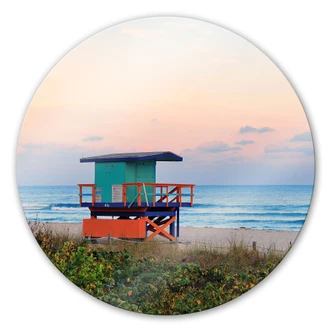 Glasbild Miami Rettungsschwimmerhäuschen - rund 