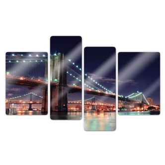 Glasschilderijen Manhattan  Night 2 (set van 4) 