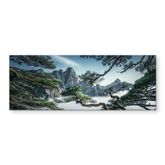 Tableau verre Forêt de pins dans les montagnes Huang Shan - NingYun Ye - Panorama 
