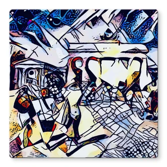 Glasbild Zamart - Kandinsky trifft Berlin Himmelblau - Quadratisch 