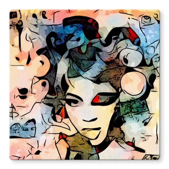 Tableau sur verre Zamart - Hommage à Miro - L'appel - Carré 