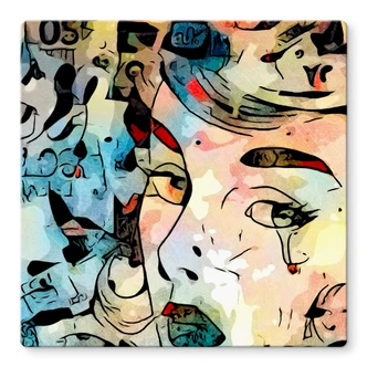 Tableau sur verre Zamart - Hommage à Miro - La larme - Carré 