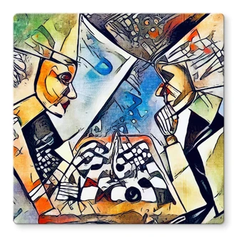 Glasbild Zamart - Zwei Schachspieler - Quadratisch 