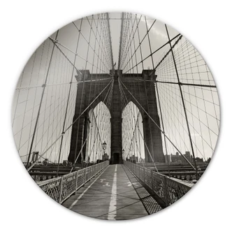 Glasbild Brooklyn Bridge Perspektive - rund Glasbild Brooklyn Bridge Perspektive - rund