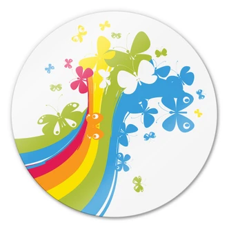 Glasbild Butterfly Rainbow - rund 