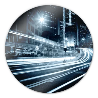 Glasbild Lichter der Stadt - rund Glasbild Lichter der Stadt - rund