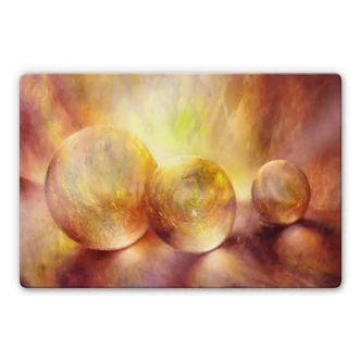 Glasbild Schmucker - Goldene Murmeln 