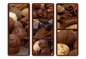 Glasschilderijen Chocoladedroom 03 (3-delig) 