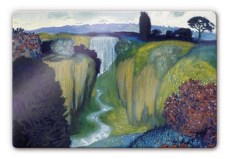 Stuck - Landscape with Waterfall Glass art 