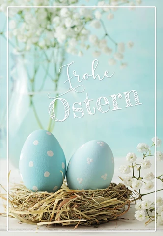 Gutschein Frohe Ostern - Osternest - hellblau 